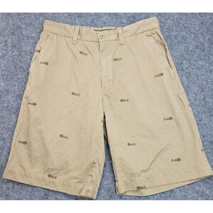 Gap‎ Men Chino Shorts 31 Brown Fish Print  Embroided Outdoor Preppy